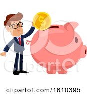 Poster, Art Print Of Businessman Making A Piggy Bank Deposit Licensed Clipart Cartoon