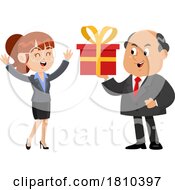 Poster, Art Print Of Boss Giving An Employee A Gift Licensed Clipart Cartoon