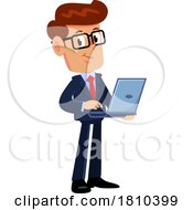 Businessman Using A Laptop Licensed Clipart Cartoon
