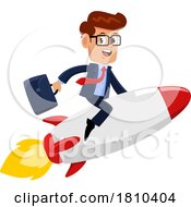 Poster, Art Print Of Businessman On A Rocket Licensed Clipart Cartoon