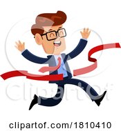 Businessman Breaking Through A Finish Line Licensed Clipart Cartoon