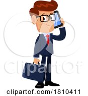 Poster, Art Print Of Businessman On A Cell Phone Licensed Clipart Cartoon