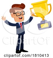 Poster, Art Print Of Businessman With A Trophy Licensed Clipart Cartoon