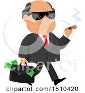 Poster, Art Print Of Shady Businessman With Cash In A Briefcase Licensed Clipart Cartoon