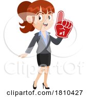 Poster, Art Print Of Business Woman With A Foam Finger Licensed Clipart Cartoon