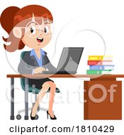 Business Woman At A Desk Licensed Clipart Cartoon by Hit Toon