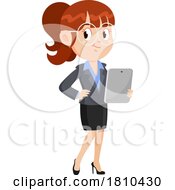 Business Woman With A Tablet Licensed Clipart Cartoon by Hit Toon
