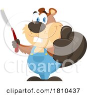 Poster, Art Print Of Beaver Holding A Straight Razor And Thumb Up Licensed Clipart Cartoon