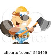 Poster, Art Print Of Worker Beaver Holding An Axe Licensed Clipart Cartoon