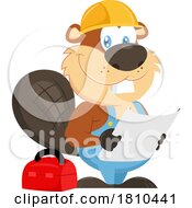 Worker Beaver Holding Holding Blueprints Licensed Clipart Cartoon by Hit Toon
