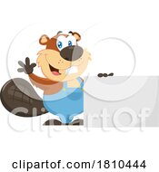 Worker Beaver With A Blank Sign Licensed Clipart Cartoon by Hit Toon