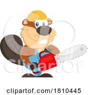 Poster, Art Print Of Worker Beaver Holding A Chainsaw Licensed Clipart Cartoon