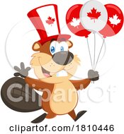 Canadian Beaver With Balloons Licensed Clipart Cartoon