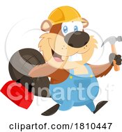 Poster, Art Print Of Worker Beaver With A Tool Box And Hammer Licensed Clipart Cartoon