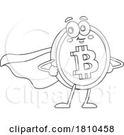 Poster, Art Print Of Super Hero Bitcoin Mascot Black And White Clipart Cartoon
