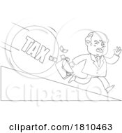 Poster, Art Print Of Shady Businessman Running From Taxes Black And White Clipart Cartoon