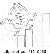 Bitcoin Mascot On A Graph Black And White Clipart Cartoon