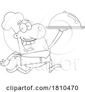 Chef With A Cloche Black And White Clipart Cartoon