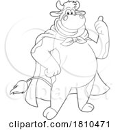 Super Cow Mascot Black And White Clipart Cartoon