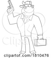 Poster, Art Print Of Cow Mascot Agent Black And White Clipart Cartoon