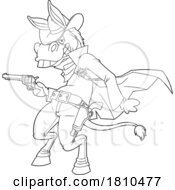 Cowboy Western Donkey Mascot Black And White Clipart Cartoon