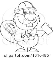 Mason Worker Beaver Black And White Clipart Cartoon by Hit Toon