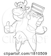 Poster, Art Print Of Cow Mascot With Milk Chocolate Black And White Clipart Cartoon