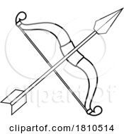 Poster, Art Print Of Bow And Arrow Black And White Clipart Cartoon
