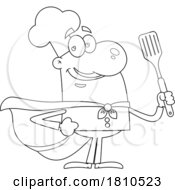 Poster, Art Print Of Super Chef With A Spatula Black And White Clipart Cartoon