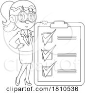 Poster, Art Print Of Business Woman Inspector Black And White Clipart Cartoon