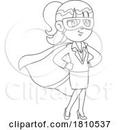Poster, Art Print Of Super Business Woman Black And White Clipart Cartoon