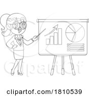 Poster, Art Print Of Business Woman Discussing Charts Black And White Clipart Cartoon