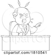 Poster, Art Print Of Mad Businessman Boss Yelling Black And White Clipart Cartoon