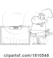 Poster, Art Print Of Chef With Menu Black And White Clipart Cartoon