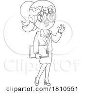 04/17/2024 - Business Woman Inspector Black And White Clipart Cartoon