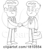 Poster, Art Print Of Businessmen Shaking Hands Black And White Clipart Cartoon