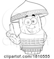 Mexican Cactus Mascot Black And White Clipart Cartoon