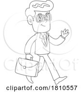 Poster, Art Print Of Businessman Walking Black And White Clipart Cartoon