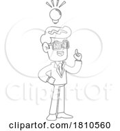 Businessman With An Idea Black And White Clipart Cartoon