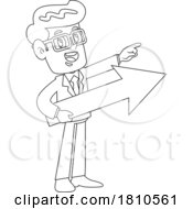 Poster, Art Print Of Businessman With An Arrow Black And White Clipart Cartoon