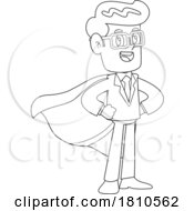 Businessman Super Hero Black And White Clipart Cartoon