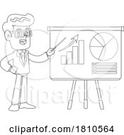 Businessman With Charts And Graphs Black And White Clipart Cartoon