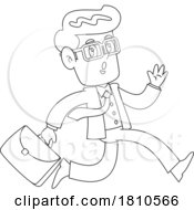 04/17/2024 - Businessman Running Black And White Clipart Cartoon