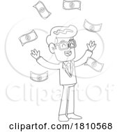 Poster, Art Print Of Businessman And Money Black And White Clipart Cartoon