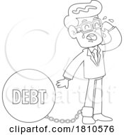 Businessman Stuck With Debt Black And White Clipart Cartoon