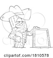 Poster, Art Print Of Cowboy Cactus Mascot Black And White Clipart Cartoon
