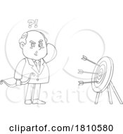 Poster, Art Print Of Businessman Missing A Target Black And White Clipart Cartoon