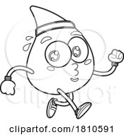 04/17/2024 - Blood Drop Mascot Jogging Black And White Clipart Cartoon