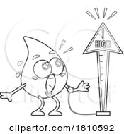 Poster, Art Print Of Blood Drop Mascot With Warning Black And White Clipart Cartoon