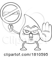Poster, Art Print Of Blood Drop Mascot With No Smoking Sign Black And White Clipart Cartoon